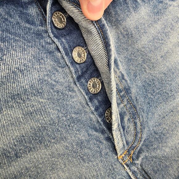 AGOLDE Parker Cut Off Distressed Shorts Clutch Size 26 Blue Button Fly Vintage - Picture 5 of 5